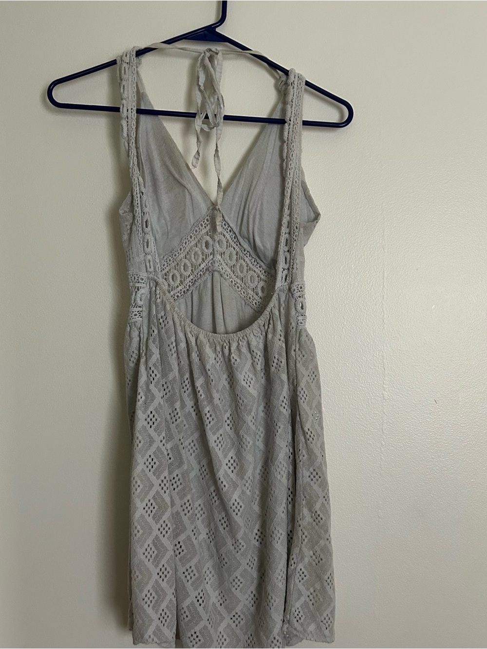 Grey/Blue Lace Halter Backless Dress - Picture 5 of 7
